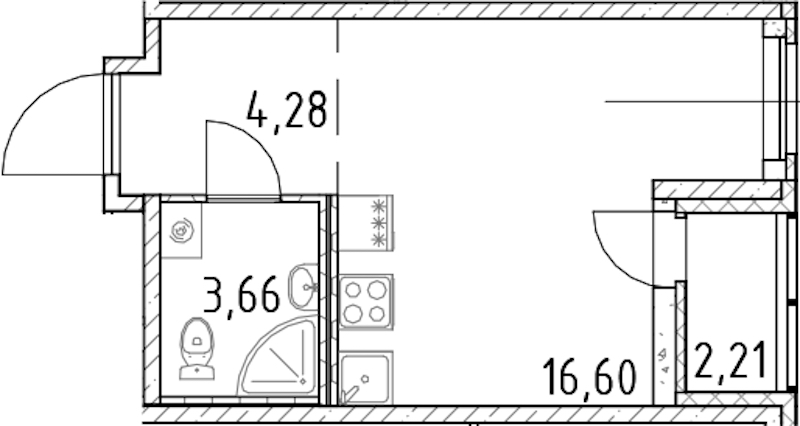 Квартира студия 24.54 м², 7/18 эт., ЖК «Город Первых»